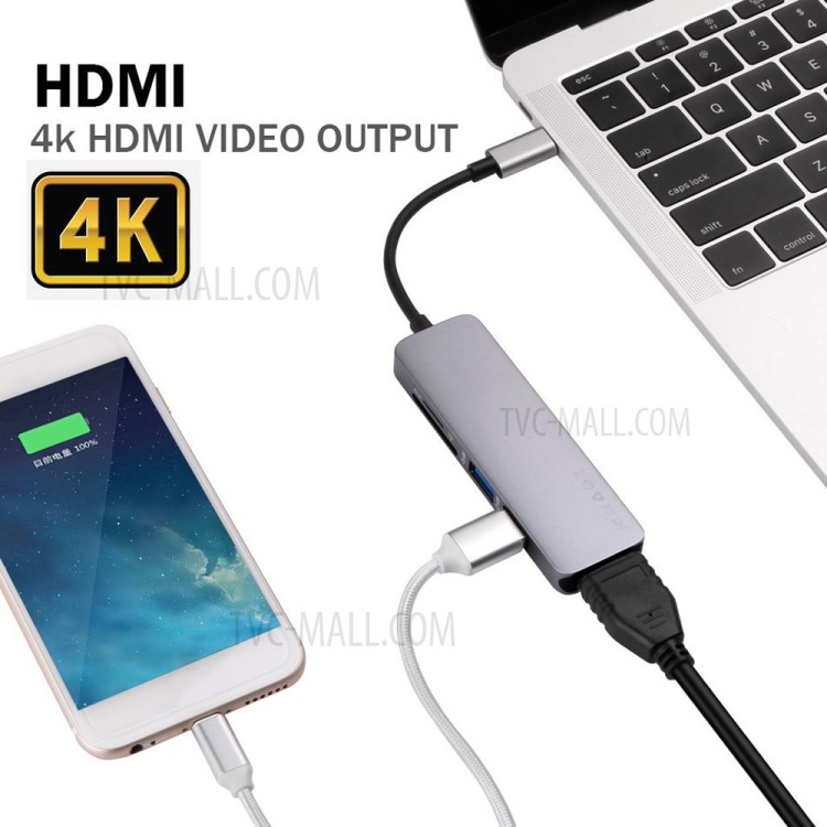 Type-C HUB TYPE-C to USB3.0*2+SD+Micro SD+HDMI Multi-function HUB-4