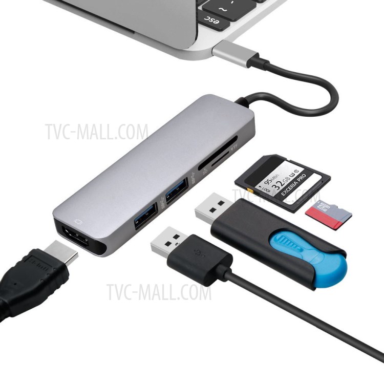 Type-C HUB TYPE-C to USB3.0*2+SD+Micro SD+HDMI Multi-function HUB-5