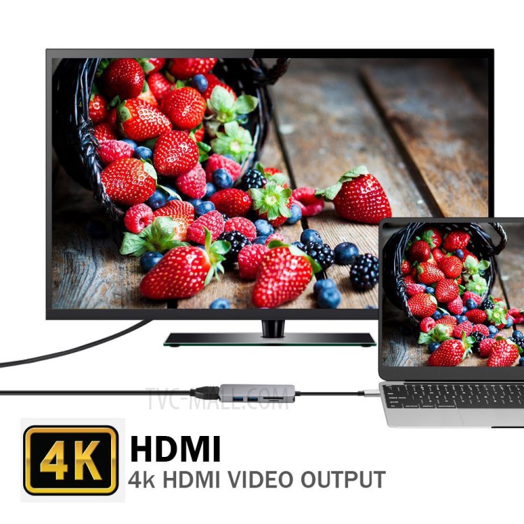 Type-C HUB TYPE-C to USB3.0*2+SD+Micro SD+HDMI Multi-function HUB-7