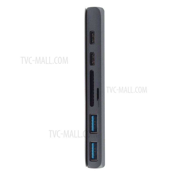 Dual Type-C HUB Type-C to USB3.0 * 2 +Thunderbolt 3+HDMI+SD Card+Micro SD card+Type-C Multi-function HUB - Grey-7