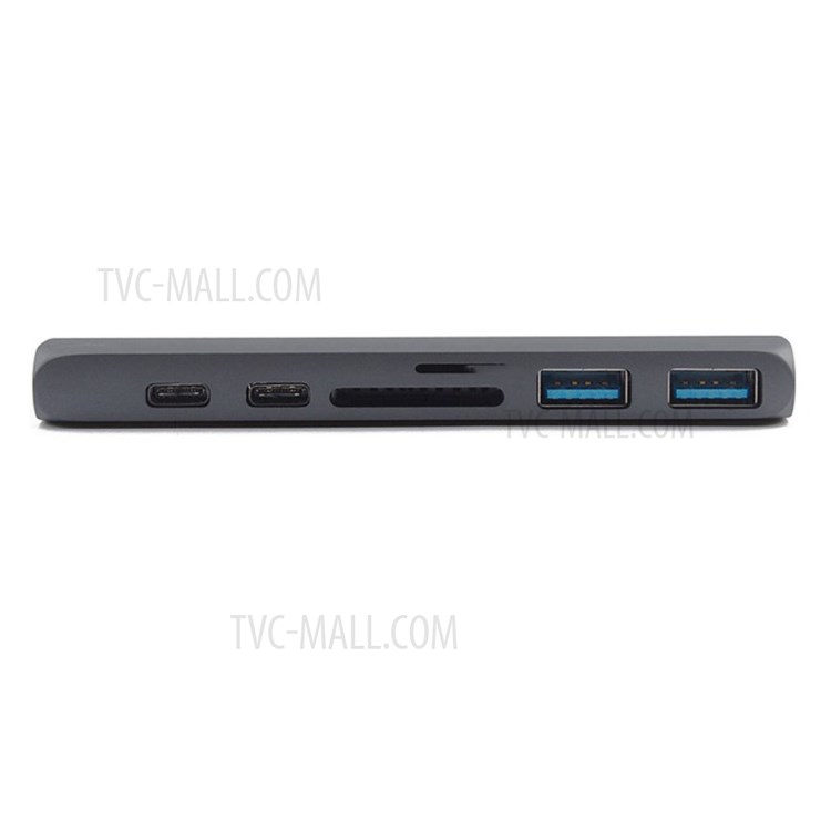 Dual Type-C HUB Type-C to USB3.0 * 2 +Thunderbolt 3+HDMI+SD Card+Micro SD card+Type-C Multi-function HUB - Grey-8