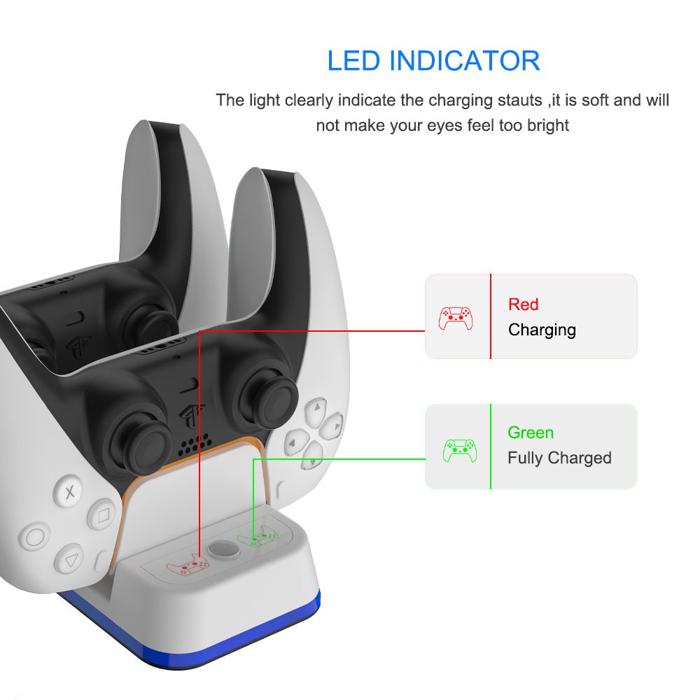 JYS-P5116 Dual USB Type-C Charging Dock with LED Indicator for Sony Playstation 5 Controller-3