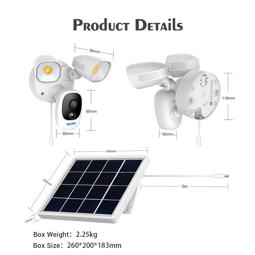 ESCAM QF609 1080P WiFi IP Camera Outdoor Solar Powered Night Vision Home Security CCTV Camera Video Surveillance-16