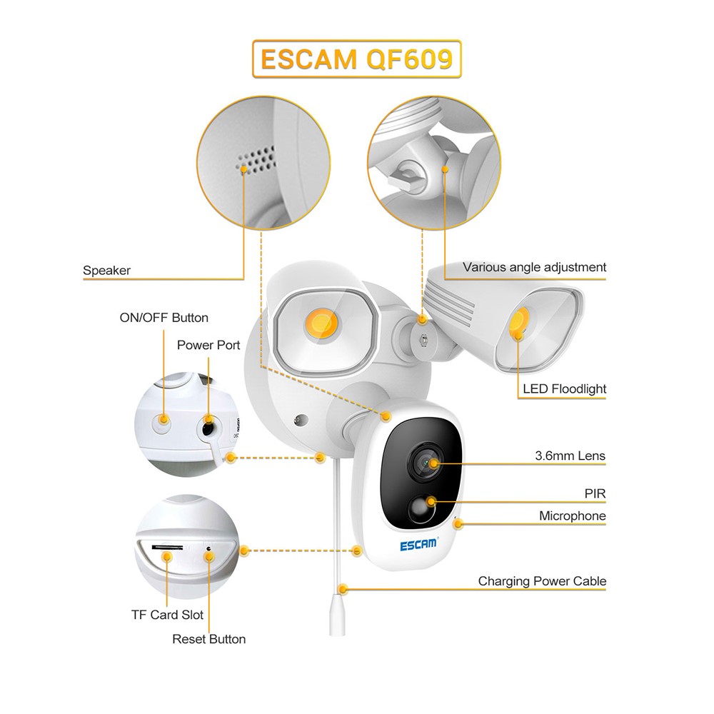 ESCAM QF609 1080P WiFi IP Camera Outdoor Solar Powered Night Vision Home Security CCTV Camera Video Surveillance-17