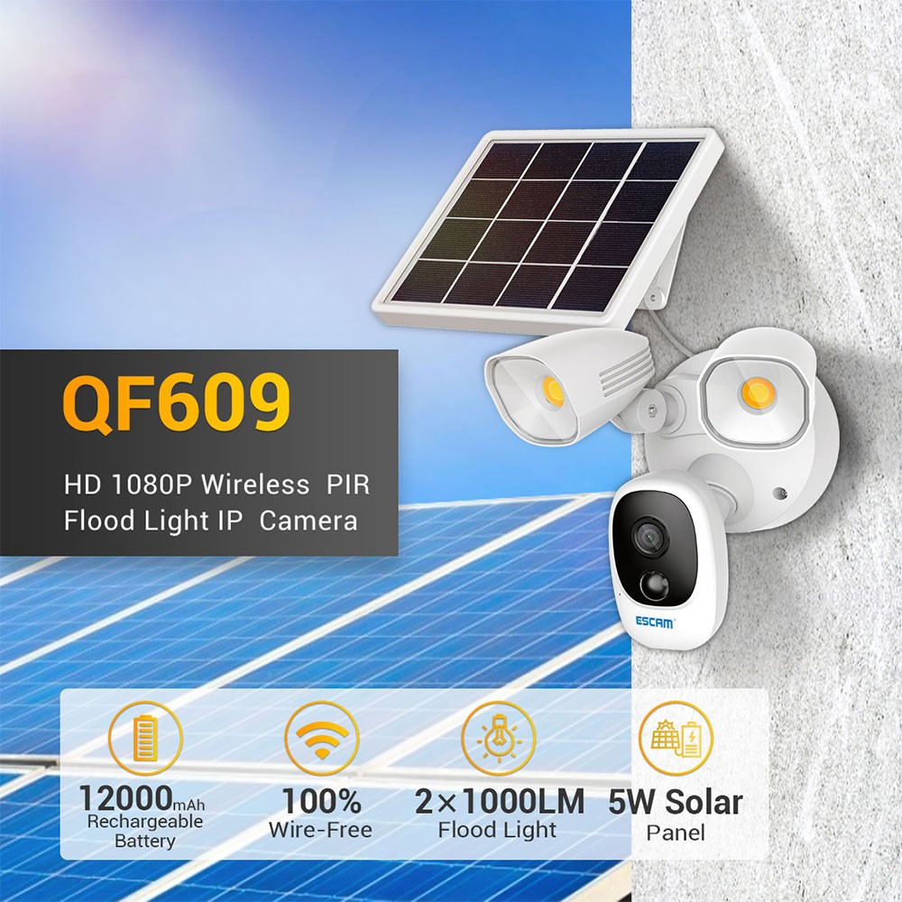 ESCAM QF609 1080P WiFi IP Camera Outdoor Solar Powered Night Vision Home Security CCTV Camera Video Surveillance-6