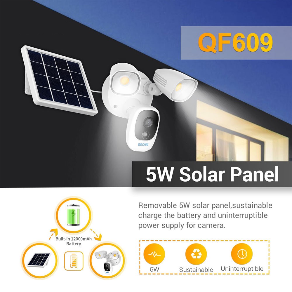 ESCAM QF609 1080P WiFi IP Camera Outdoor Solar Powered Night Vision Home Security CCTV Camera Video Surveillance-7
