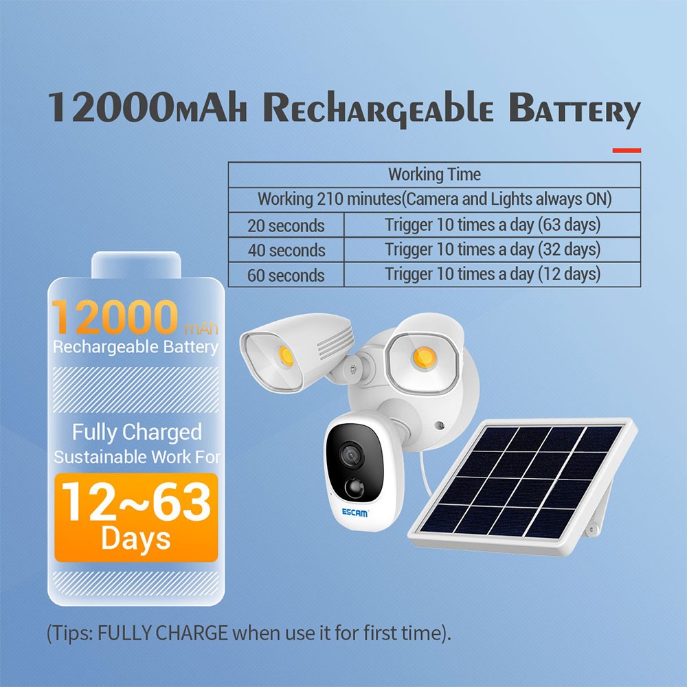ESCAM QF609 1080P WiFi IP Camera Outdoor Solar Powered Night Vision Home Security CCTV Camera Video Surveillance-8