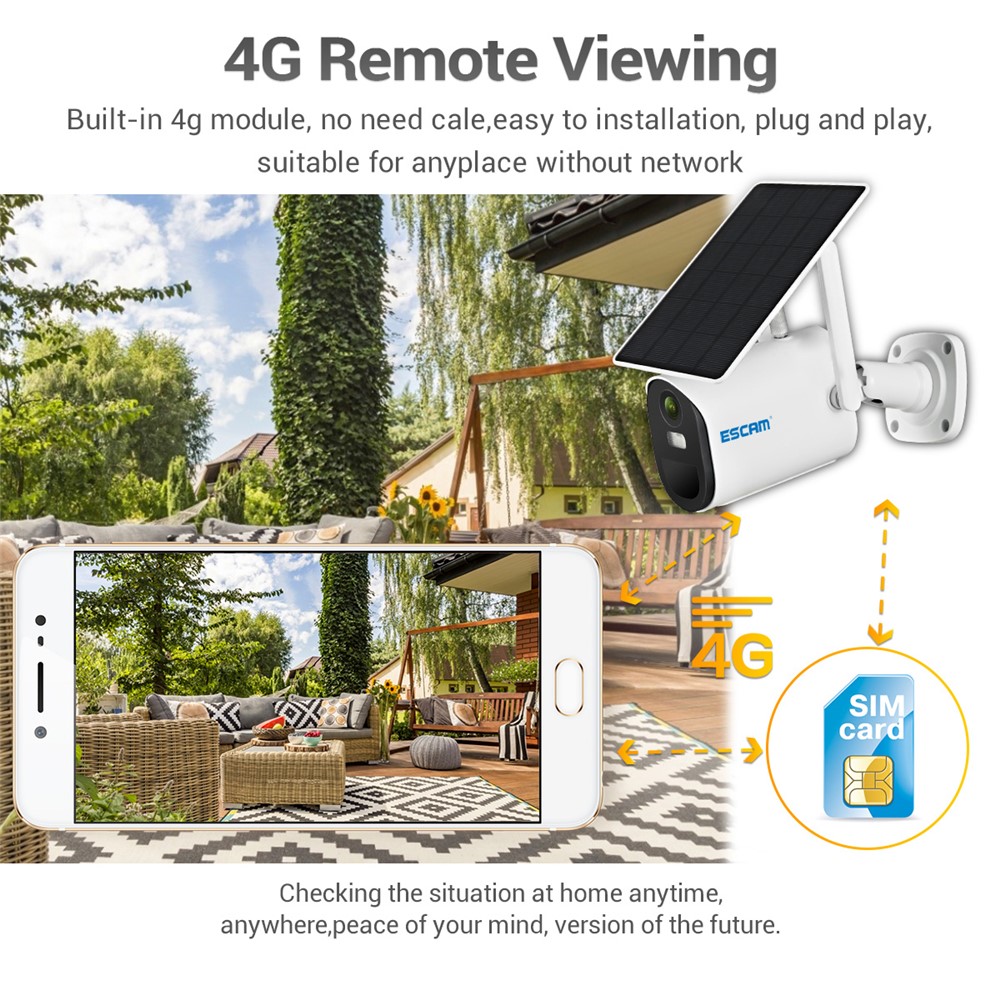 ESCAM QF490 1080P 4G Solar PIR Alarm Dome Night Vision CCTV IP Camera Pan/Tilt Monitor - EU Edition-10