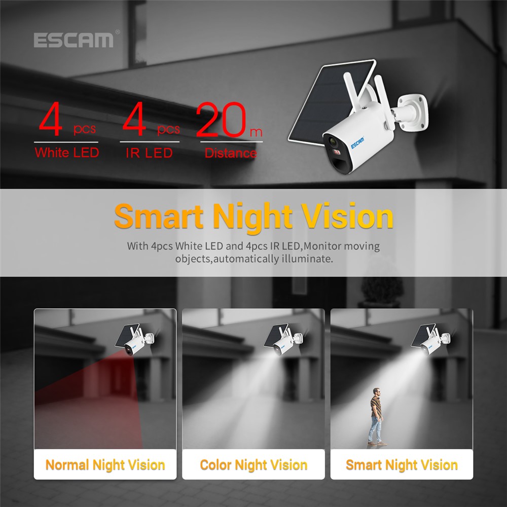 ESCAM QF490 1080P 4G Solar PIR Тревога Dome Night Vision CCTV Pan/Tilt Monitor - ес Издание