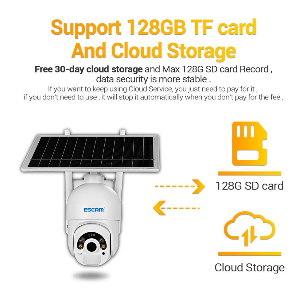 ESCAM QF450 1080P Cloud Storage 4G PIR Alarm Dome Pan/Tilt CCTV IP Camera with Solar Panel - EU Edition-11
