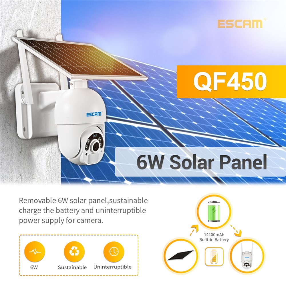 ESCAM QF450 1080P Cloud Storage 4G PIR Alarm Dome Pan/Tilt CCTV IP Camera with Solar Panel - EU Edition-6