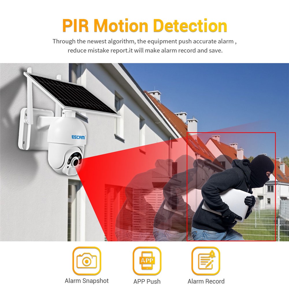 ESCAM QF450 1080P Cloud Storage 4G PIR Alarm Dome Pan/Tilt CCTV IP Camera with Solar Panel - EU Edition-8