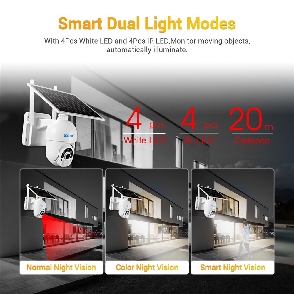 ESCAM QF450 1080P Cloud Storage 4G PIR Alarm Dome Pan/Tilt CCTV IP Camera with Solar Panel - EU Edition-9