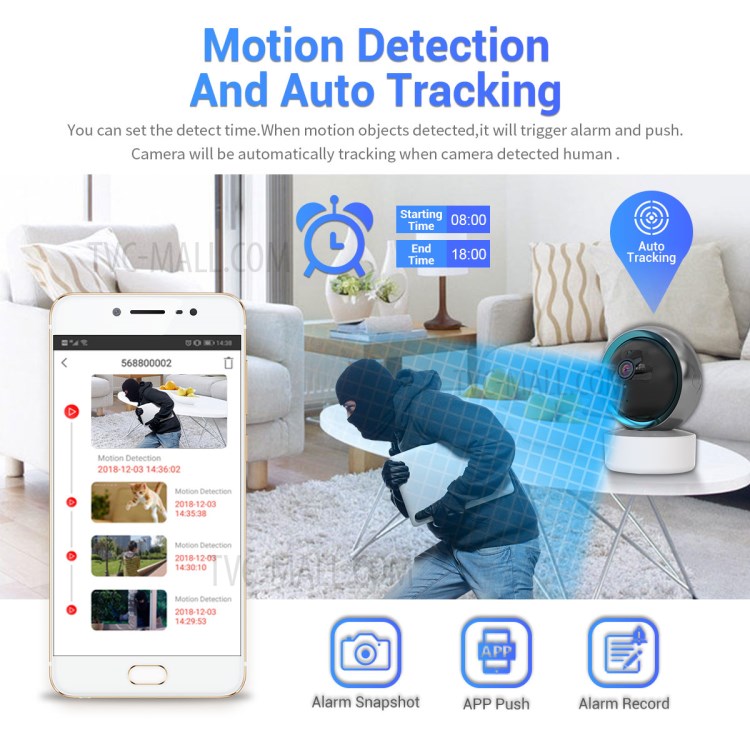 TY003 WIFI HD 1080P IP Camera Night Vision Motion Detection Home Security Surveillance CCTV Camera - US Plug-7