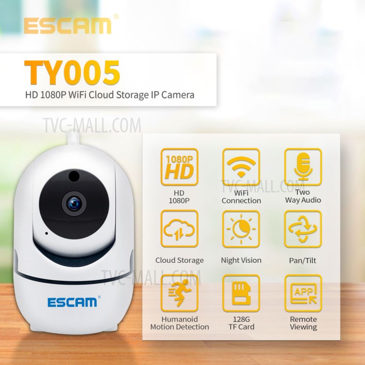 ESCAM TY005 HD 1080P Support Tuya Wireless Intercom PTZ IP Camera AI Humanoid Motion Detection Auto Tracking CCTV Monitor-5