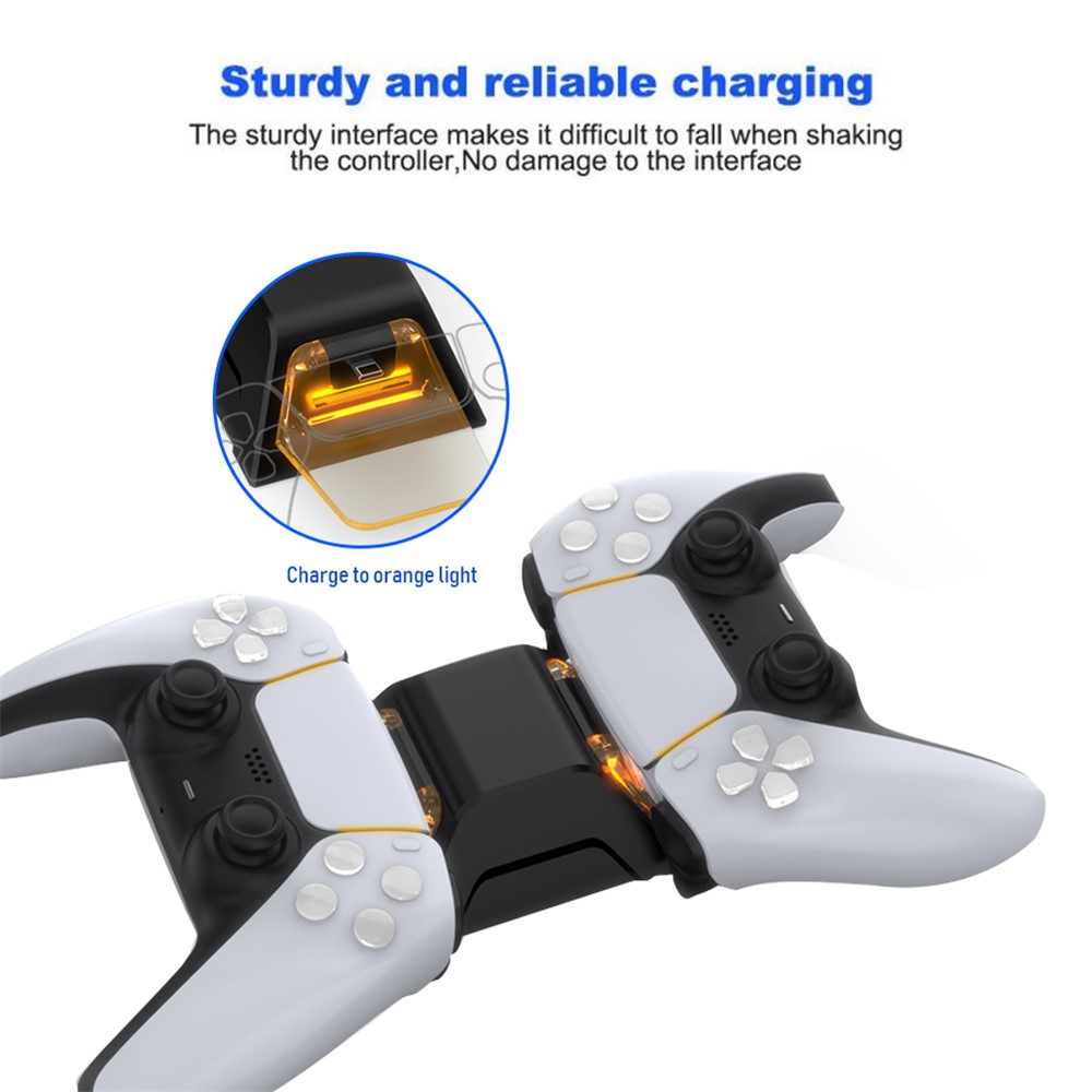 DOBE TP5-0528 Type-C USB Dual Fast Charging Dock Station with USB Cable for PS5 Controller - Black/Transparent-3