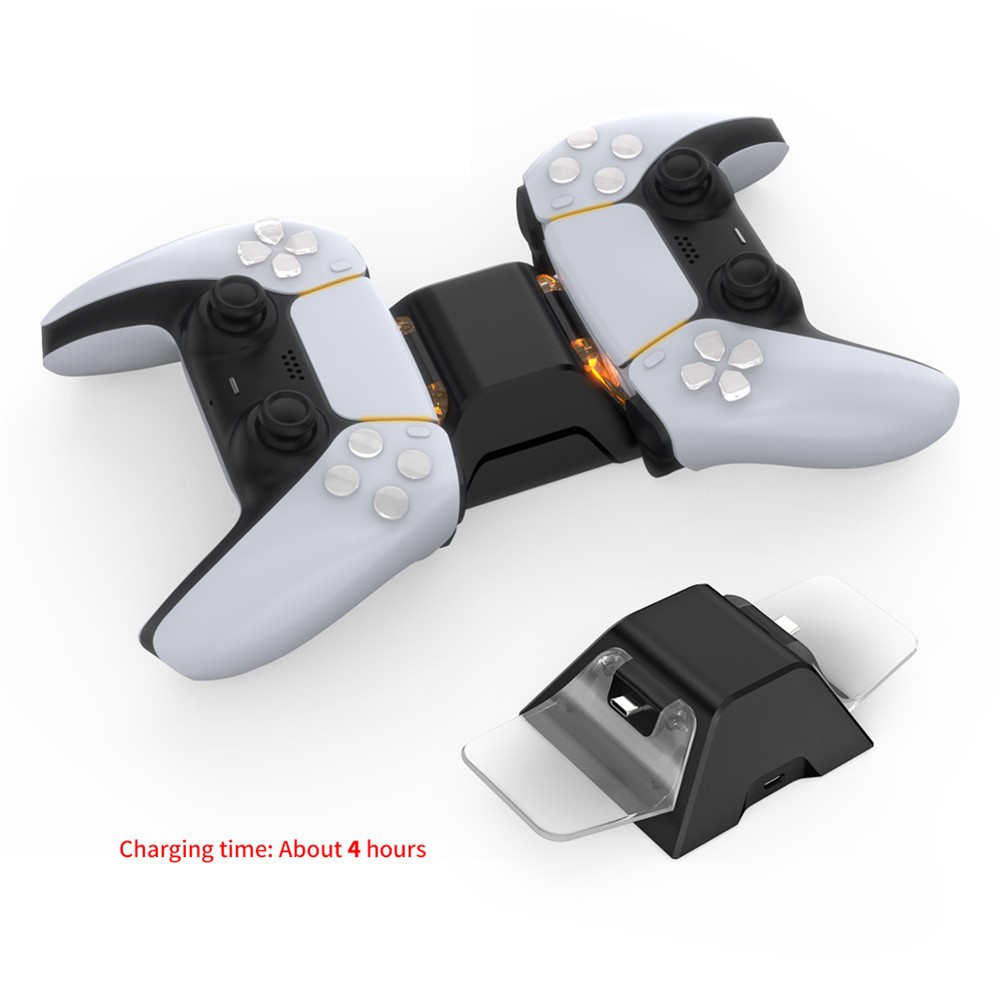 DOBE TP5-0528 Type-C USB Dual Fast Charging Dock Station with USB Cable for PS5 Controller - Black/Transparent-4