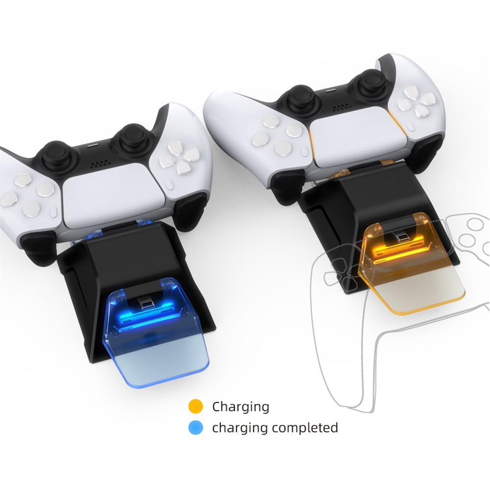 DOBE TP5-0528 Type-C USB Dual Fast Charging Dock Station with USB Cable for PS5 Controller - Black/Transparent-6
