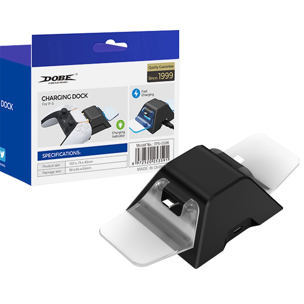 DOBE TP5-0528 Type-C USB Dual Fast Charging Dock Station with USB Cable for PS5 Controller - Black/Transparent-8