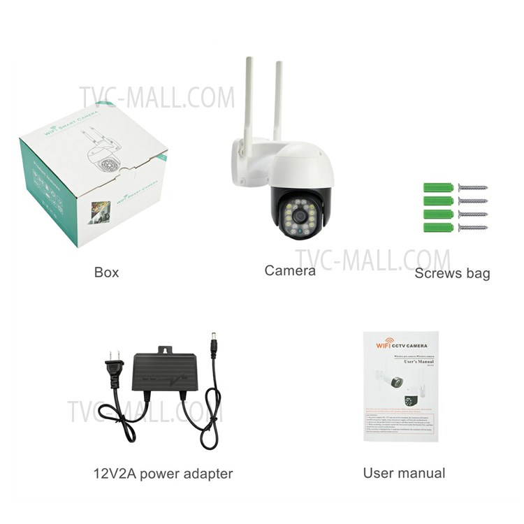 1080P 2MP 16 LED PTZ WiFi IP Camera IP66 Waterproof Wireless Security CCTV System Camera - US Plug-19