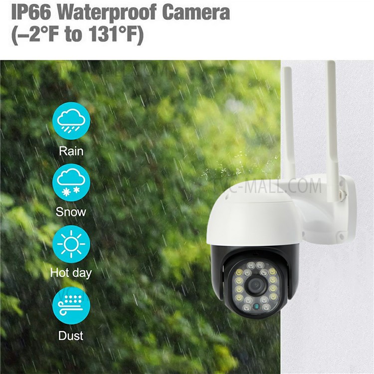 1080P 2MP 16 LED PTZ WiFi IP Camera IP66 Waterproof Wireless Security CCTV System Camera - US Plug-8
