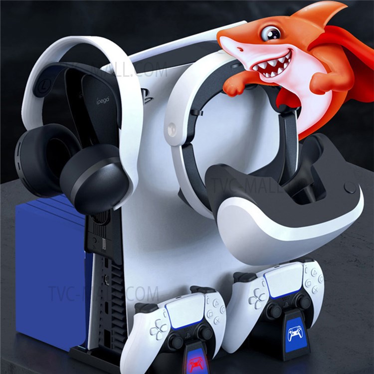 IPEGA PG-5037 Multi-function Charging Stand Cooling Fan with Indicator + Headset Hook for PS5 Dual Controller Charger-3