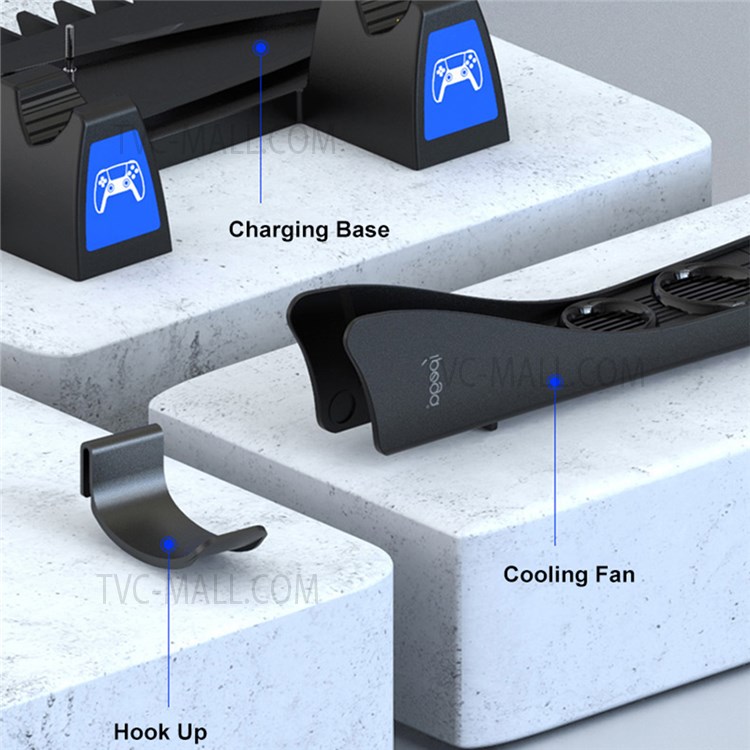 IPEGA PG-5037 Multi-function Charging Stand Cooling Fan with Indicator + Headset Hook for PS5 Dual Controller Charger-4