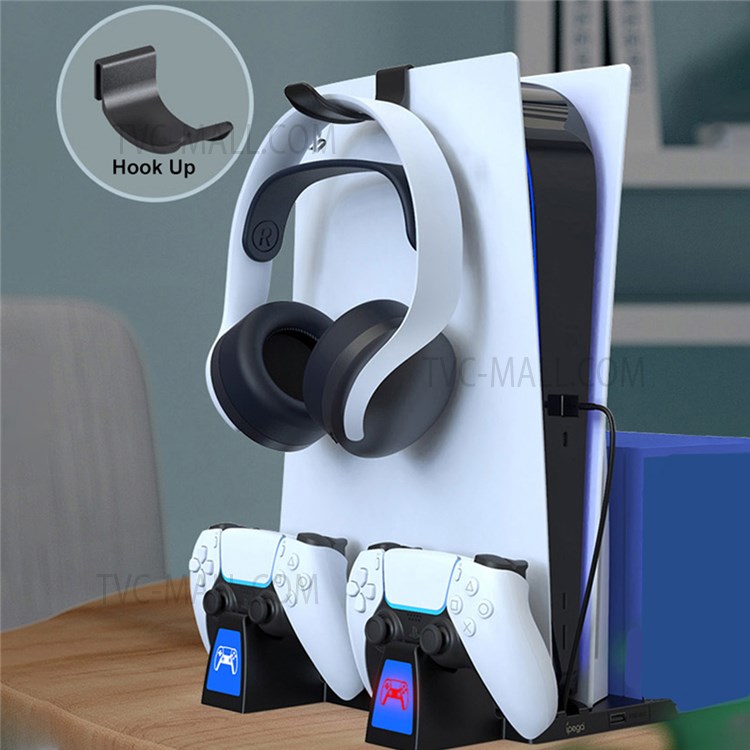 IPEGA PG-5037 Multi-function Charging Stand Cooling Fan with Indicator + Headset Hook for PS5 Dual Controller Charger-8