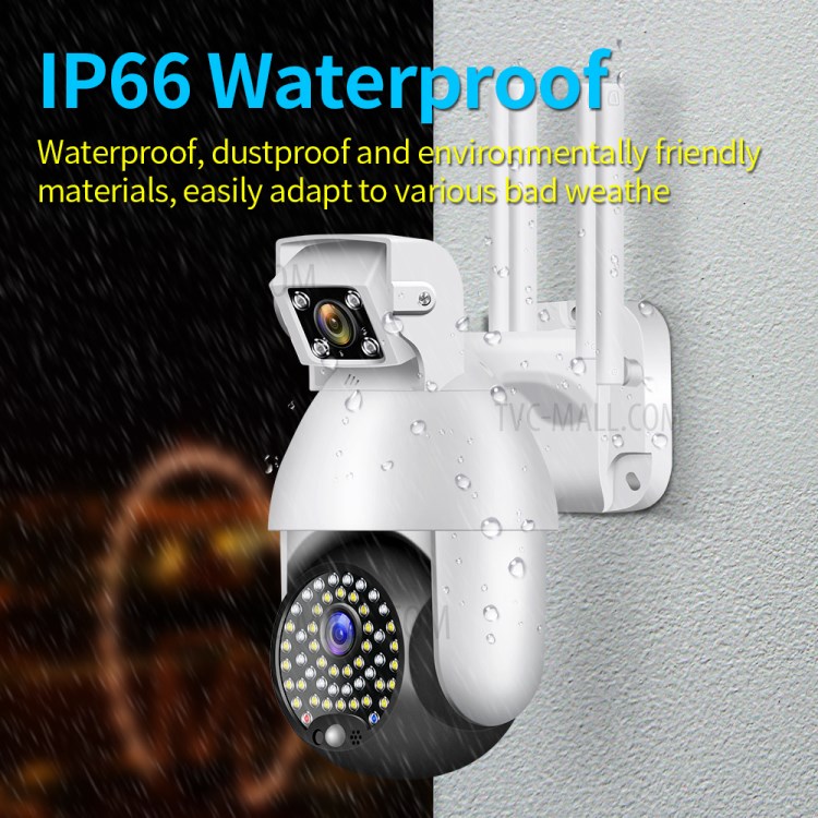 Wholesale IP66 Waterproof Outdoor PTZ WiFi Camera Home Security Dual Lens Camera UK Plug from