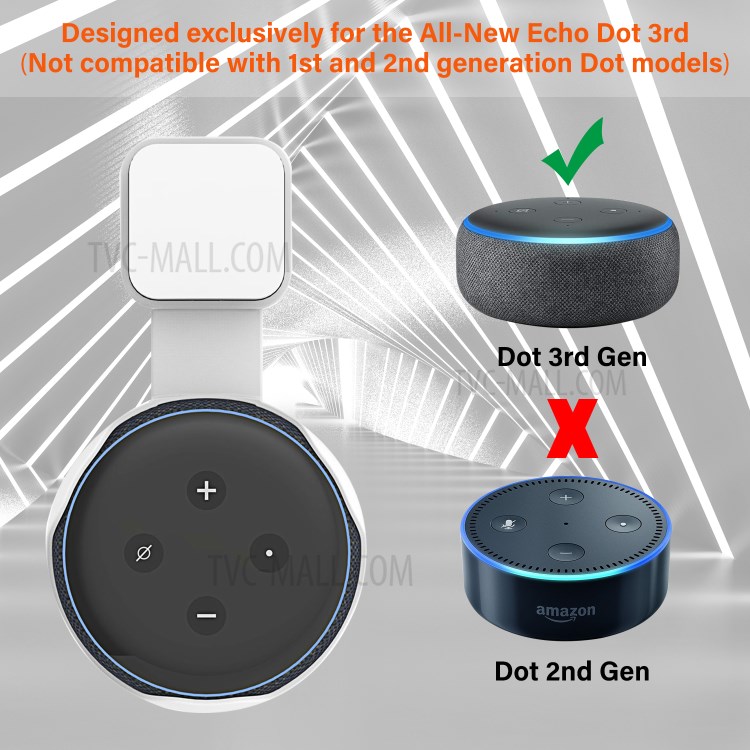 Wall Mount Bracket Hanger for Echo Dot (3rd Gen) Smart Speaker Holder Stand EU Plug - Black-4