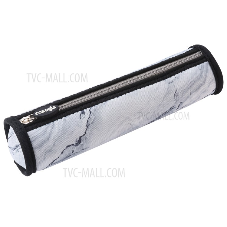 Neoprene Pencil Case Barrel Pencil Pouch Cylinder Pen Holder Zipper Bag - Marble White-2