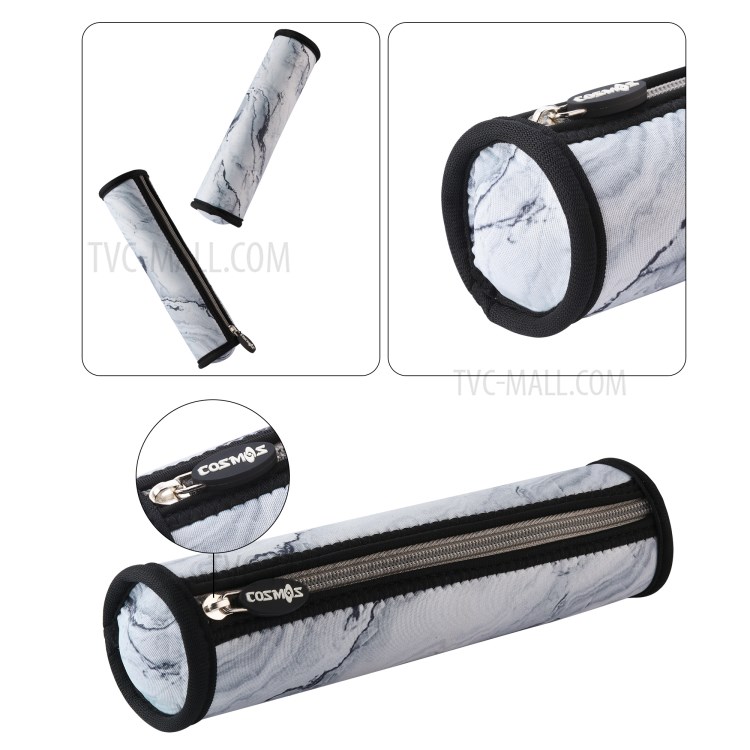 Neoprene Pencil Case Barrel Pencil Pouch Cylinder Pen Holder Zipper Bag - Marble White-5