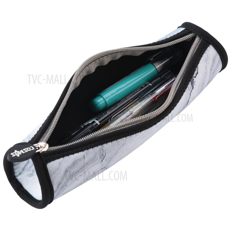 Neoprene Pencil Case Barrel Pencil Pouch Cylinder Pen Holder Zipper Bag - Marble White-6