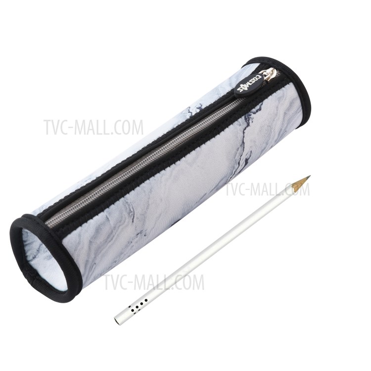Neoprene Pencil Case Barrel Pencil Pouch Cylinder Pen Holder Zipper Bag - Marble White-7