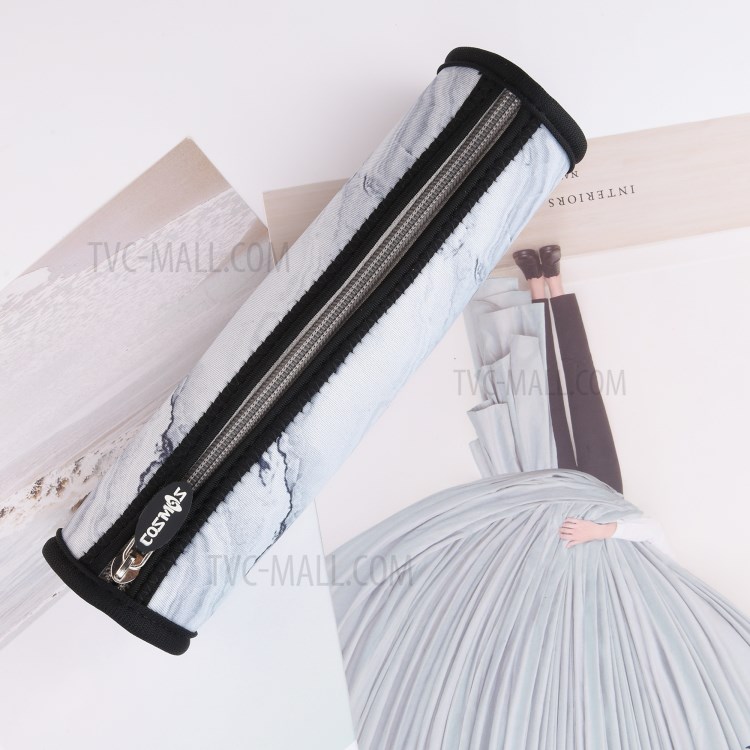 Neoprene Pencil Case Barrel Pencil Pouch Cylinder Pen Holder Zipper Bag - Marble White-8