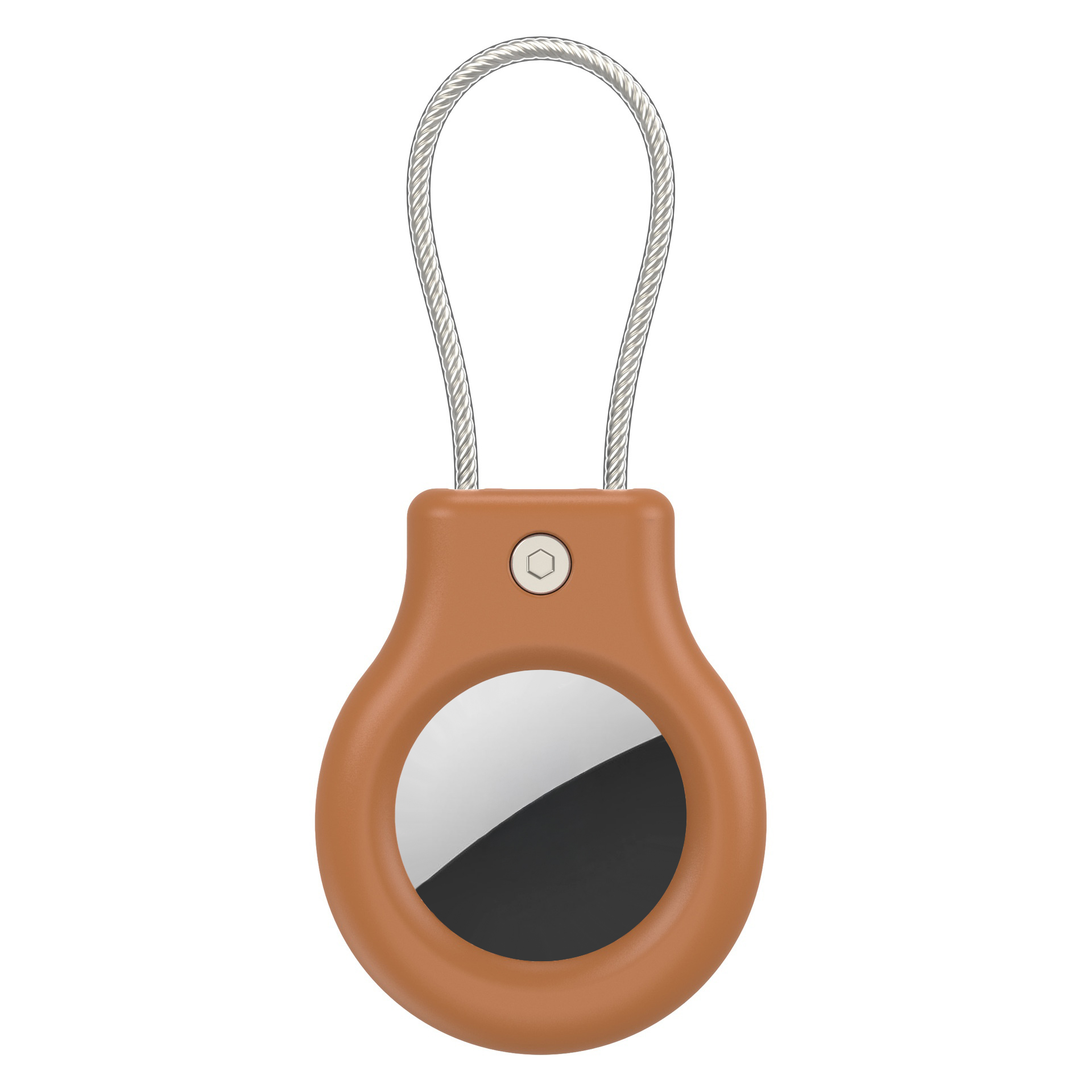CP30 For Apple AirTag Drop-proof Hard PC Cover Anti-theft Security Lock Protective Case - Brown