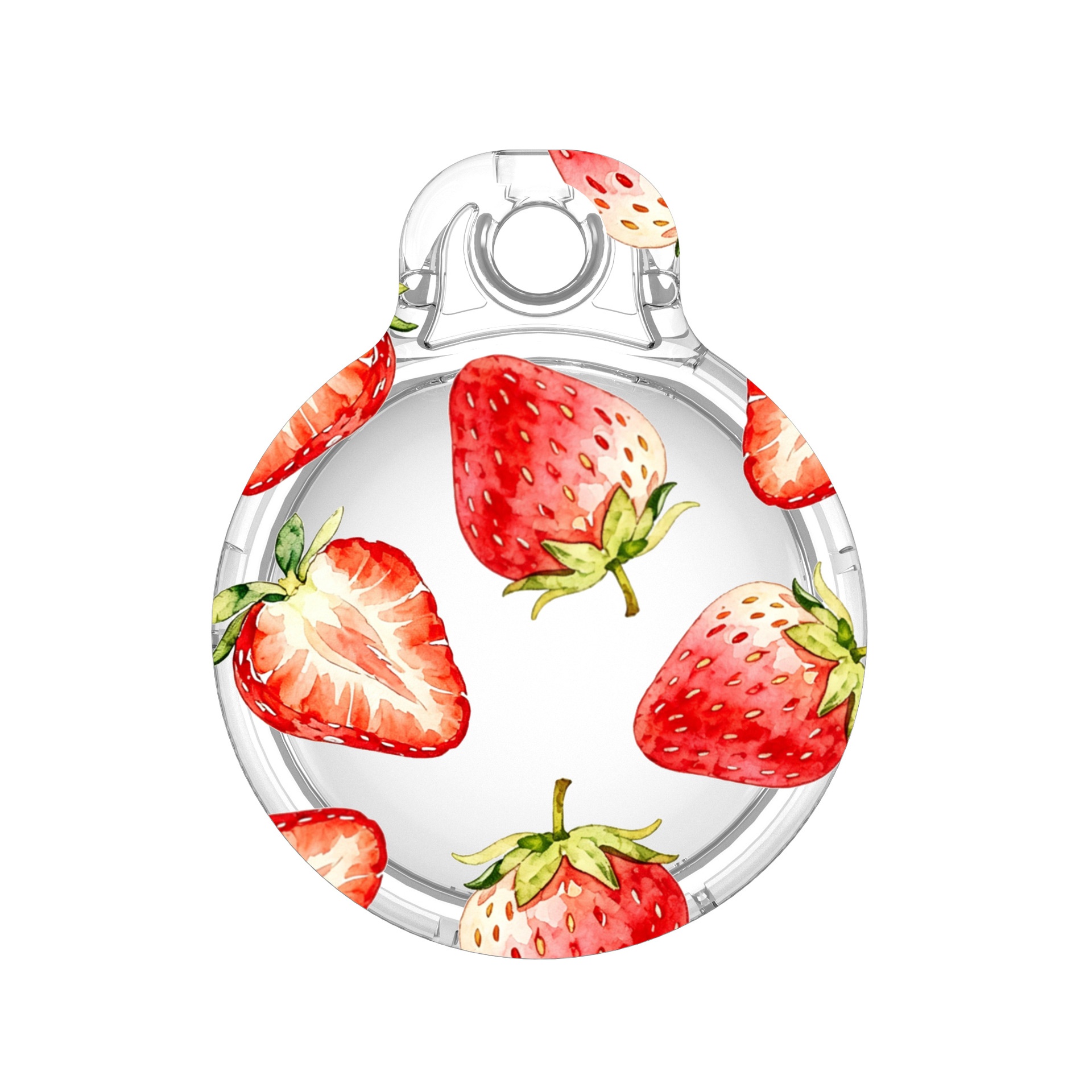 Case for Apple AirTag (2nd Generation) / AirTag IMD Pattern PC Full Coverage Waterproof Protective Cover with Buckle - Strawberry