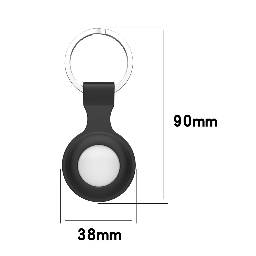 Silicone Protective Cover Carry Case with Anti-lost Keyring for Apple Airtags Bluetooth Wireless Tracker - Black-8