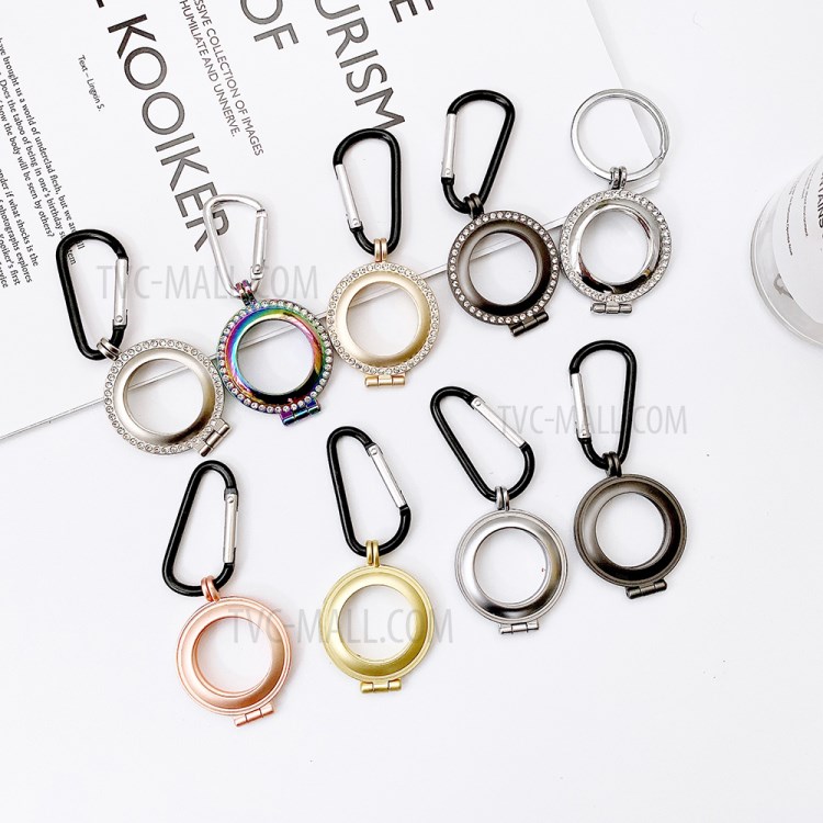 Bling Rhinestone Decor Metal Case with Carabiner for Apple AirTags 2021 Location Trackers - Black-2