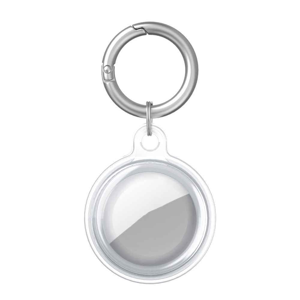 Shock Absorbing Soft TPU Skin Cover Case Protector with Keychain for Apple AirTags 2021 - Transparent-1