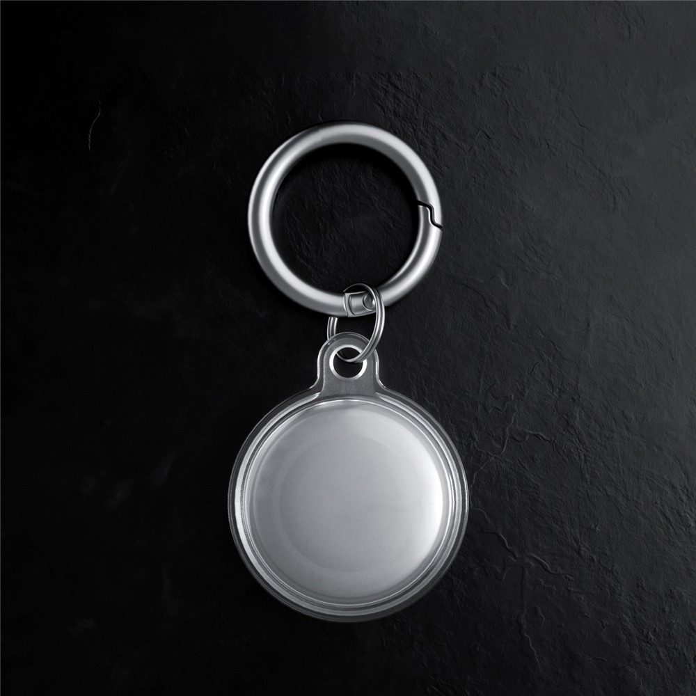 Shock Absorbing Soft TPU Skin Cover Case Protector with Keychain for Apple AirTags 2021 - Transparent-2