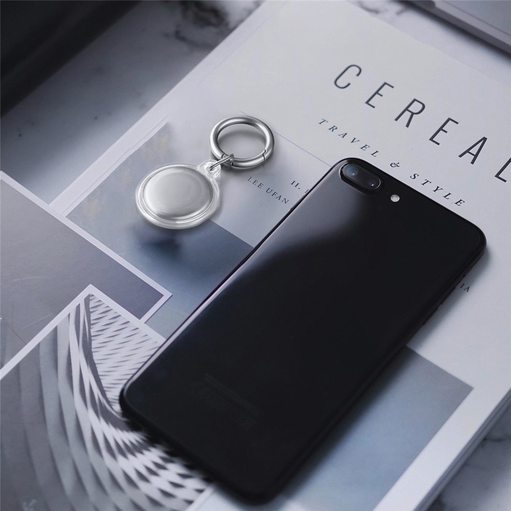 Shock Absorbing Soft TPU Skin Cover Case Protector with Keychain for Apple AirTags 2021 - Transparent-7