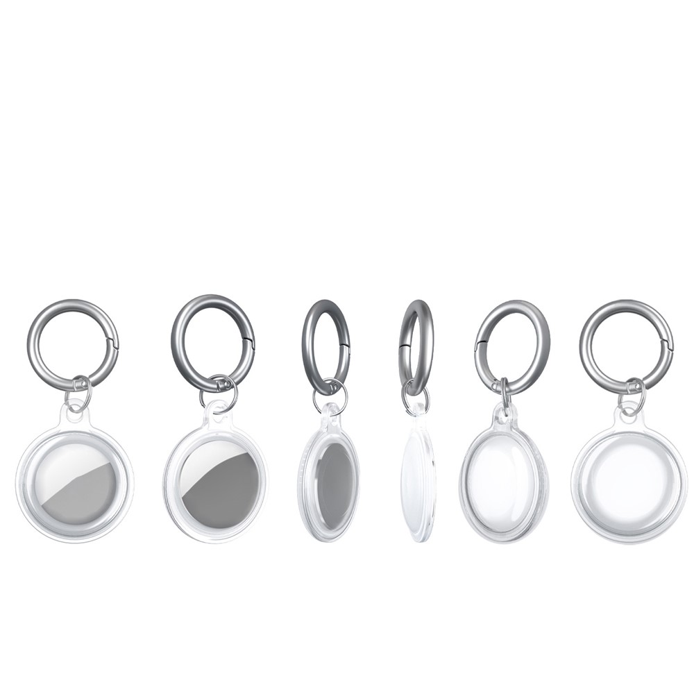 Shock Absorbing Soft TPU Skin Cover Case Protector with Keychain for Apple AirTags 2021 - Transparent-9