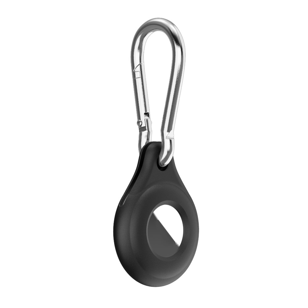 AT01 Anti-Scratch Silicone Cover Protective Case for AirTags Locator Tracker - Black-2