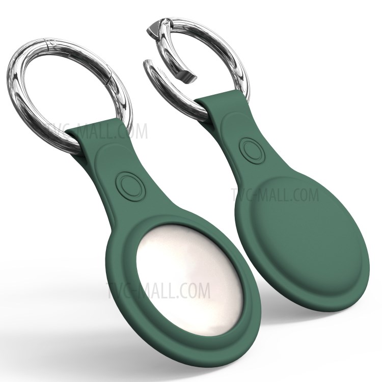 Ultra-thin Shockproof TPU Protective Case with Metal Ring for AirTags Locator Tracker - Green-1
