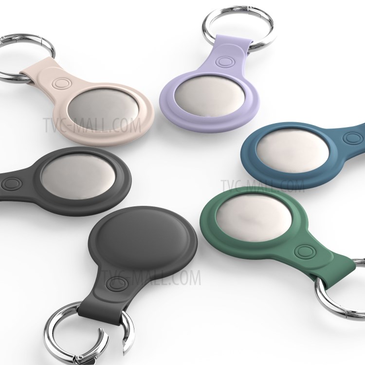 Ultra-thin Shockproof TPU Protective Case with Metal Ring for AirTags Locator Tracker - Green-2