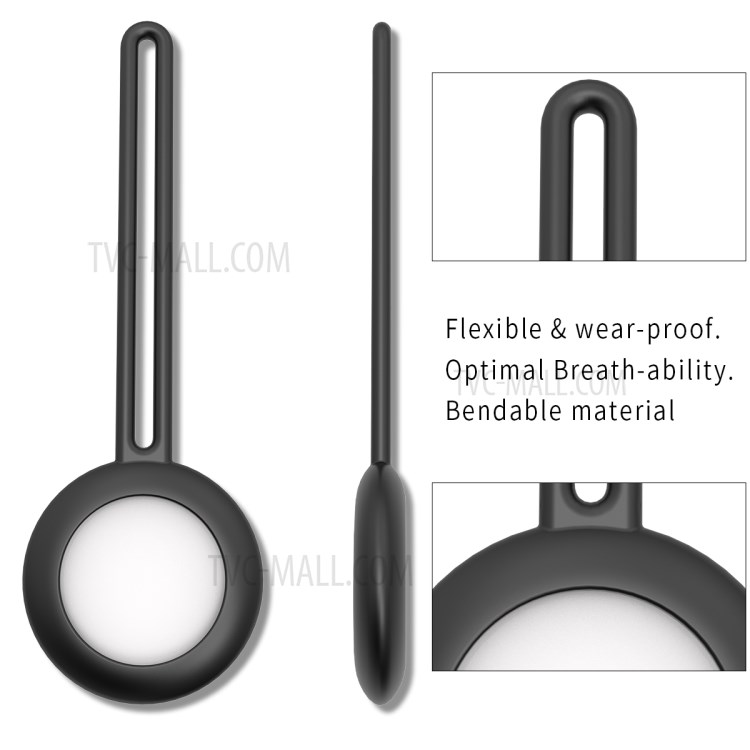 ESSAGER Soft Silicone Case Protective Cover for AirTags Locator Tracker - Black-2