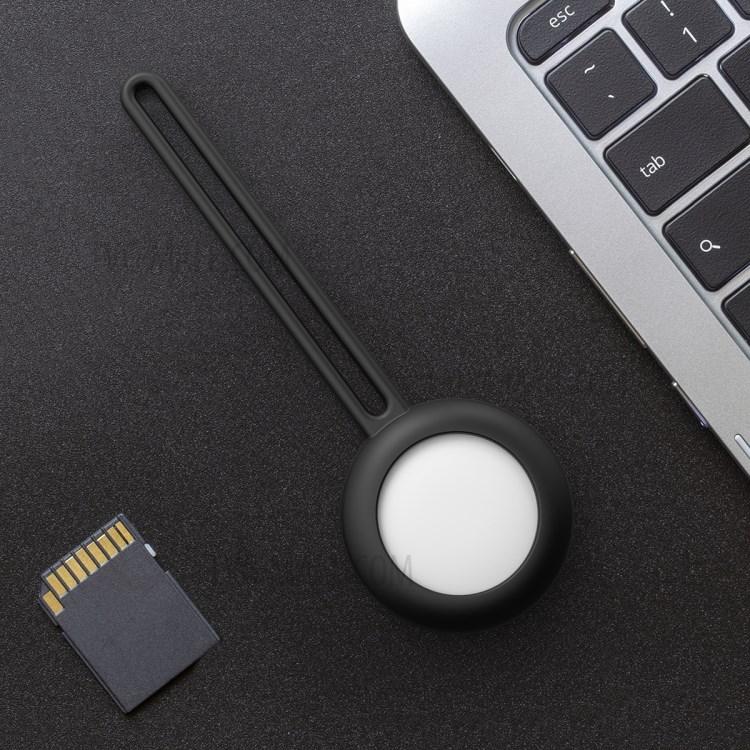 ESSAGER Soft Silicone Case Protective Cover for AirTags Locator Tracker - Black-3