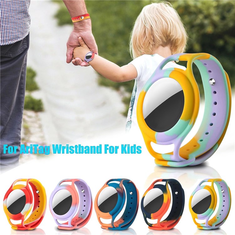 Caso de Protección de Estilo de Banda Para el Localizador Para Niños Para Apple Aertag, Brazalete de Cubierta de Silicona de Camuflaje - Camuflaje Azul-6