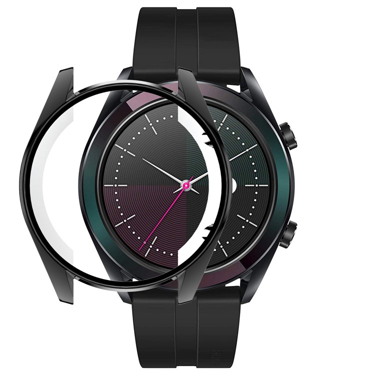 HAT PRINCE Plating TPU Watch Case for Huawei Watch GT Elegant 42mm with 0.2mm 9H 2.15D Tempered Glass Screen Film - Black-2